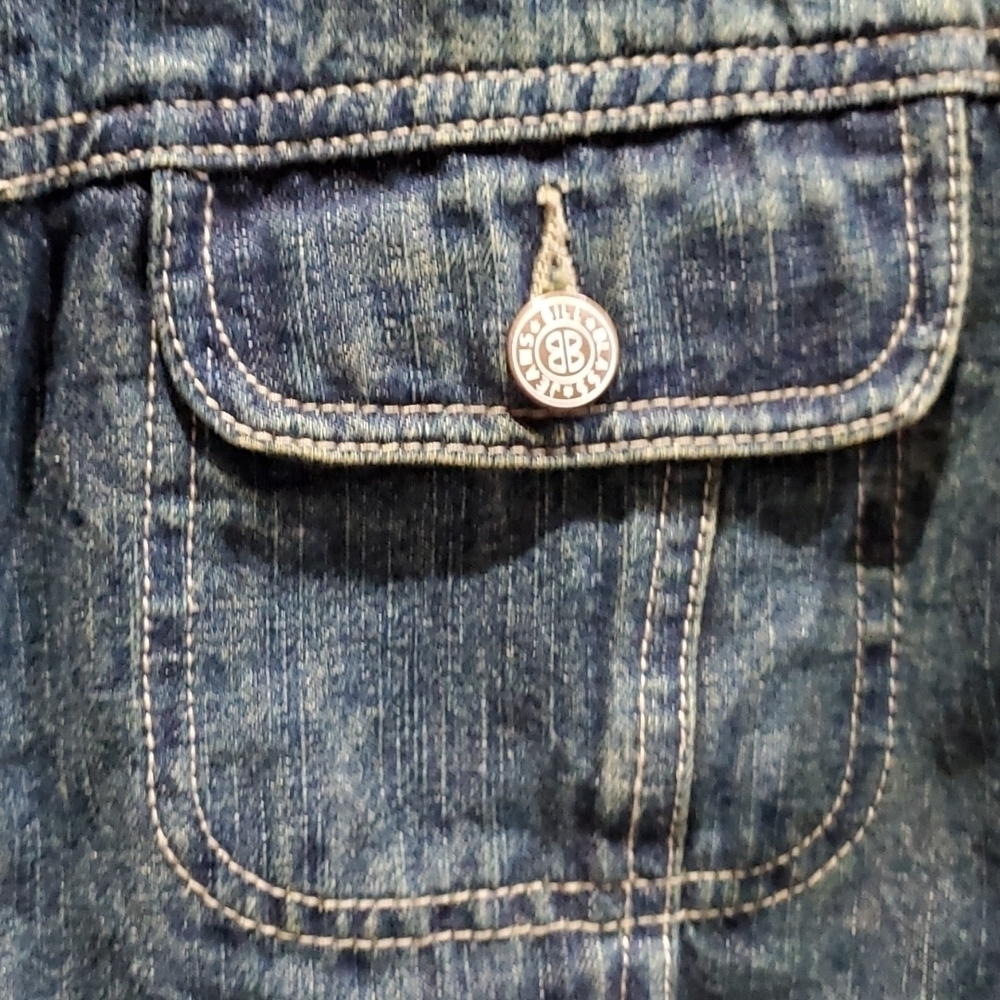 DENIM VINTAGE BILL BLASS CLASSIC TRUCKER JEAN JACKET SIZE PL 70s 80s Pop Rock - Picture 3 of 7